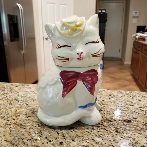 🍁Host Pick🍁VTG 50's Shawnee Puss N Boots Cat Cookie Jar Pitcher Salt & Pepper - Picture 2 of 16